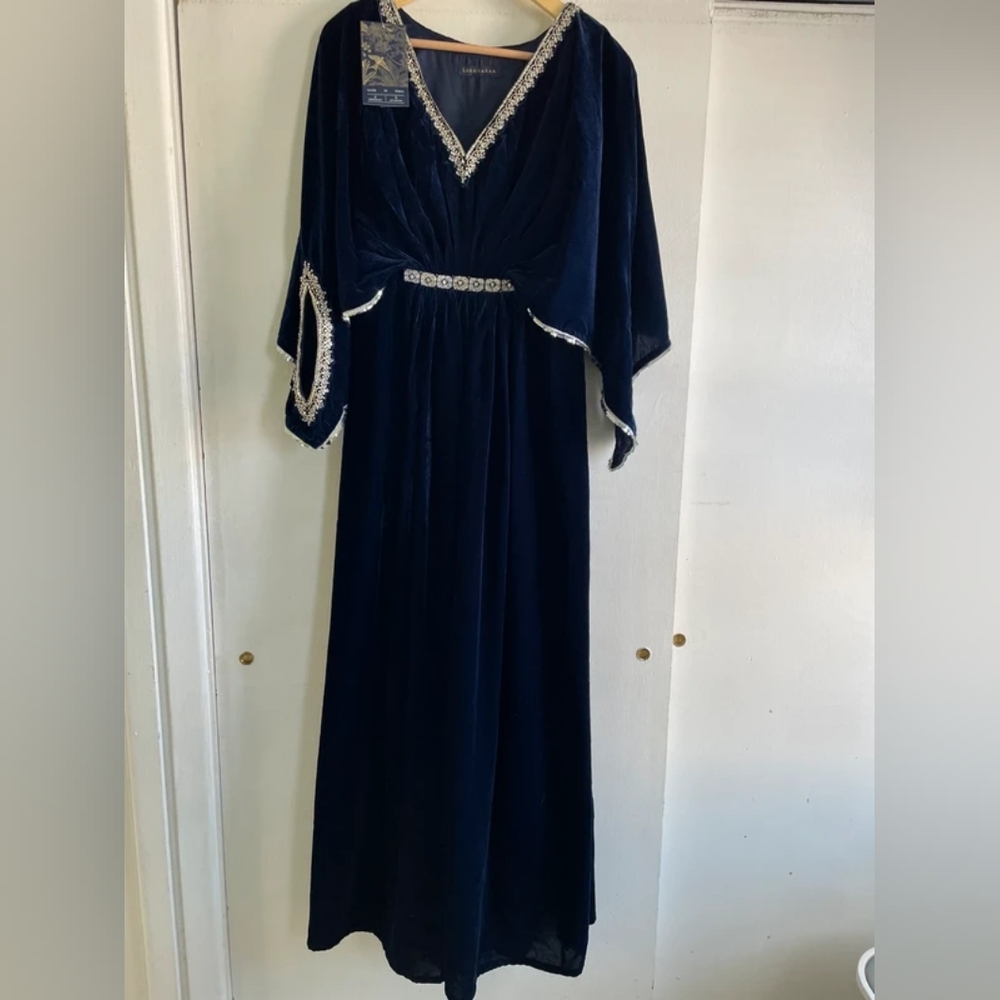 Women's Navy Blue Dress with Silver Accents